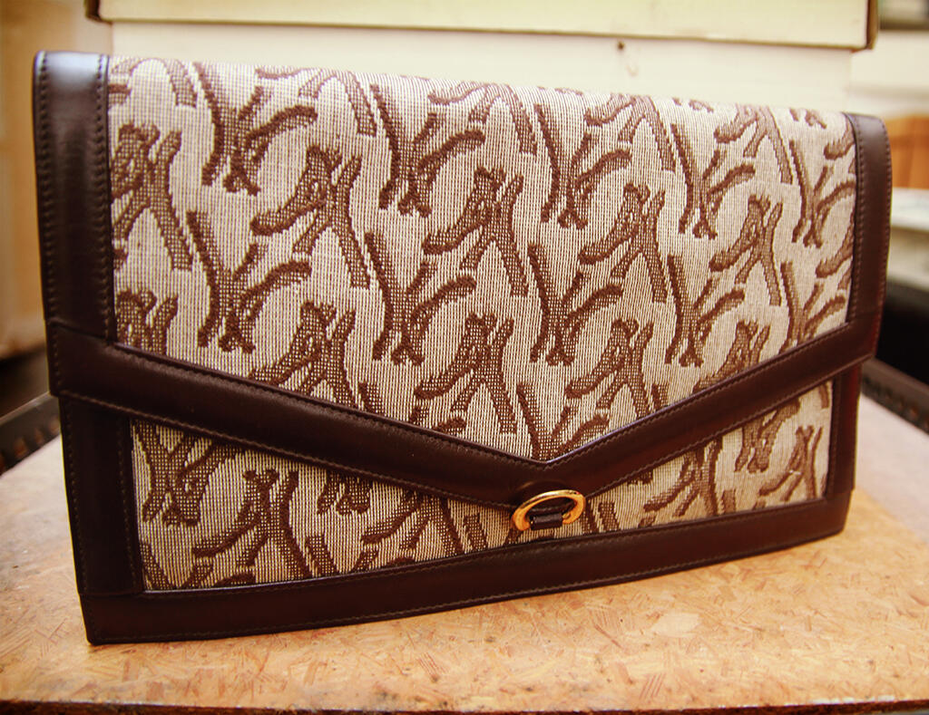 pochette vintage toile et cuir